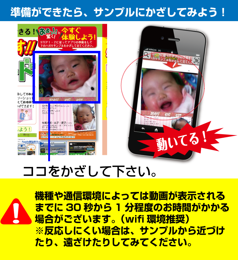 サンプルにかざそう